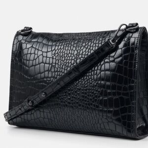 I.N.C. International Concepts Black Croc Faux Leather Crossbody Bag
